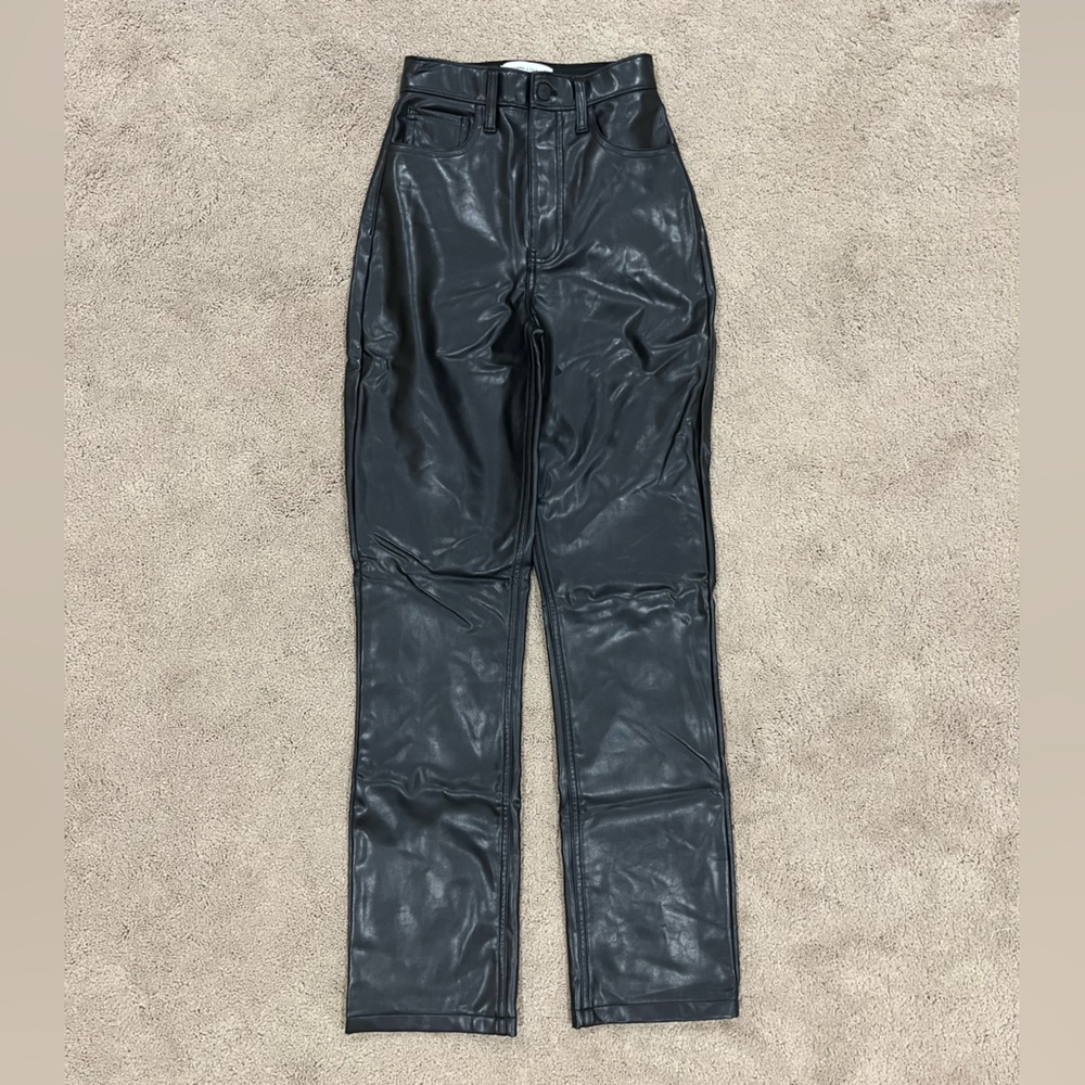 Abercrombie Curve Love Ultra High Rise Straight Leather Pants